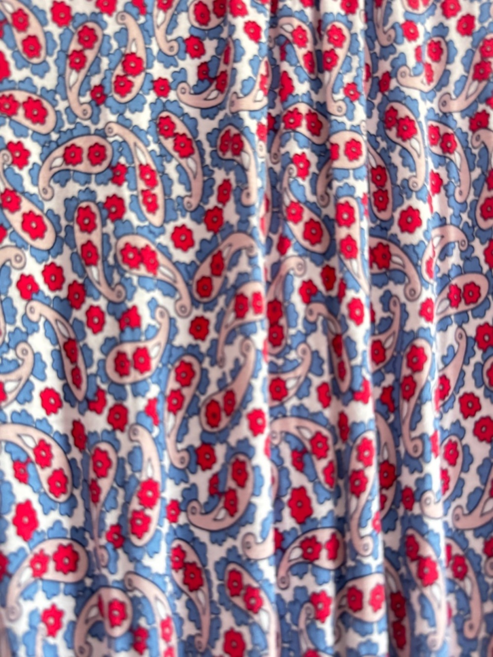 Boden Jersey Knit Midi Dress Ruffle Shoulder Paisley Floral All Over Print Sz 4 - Picture 9 of 16